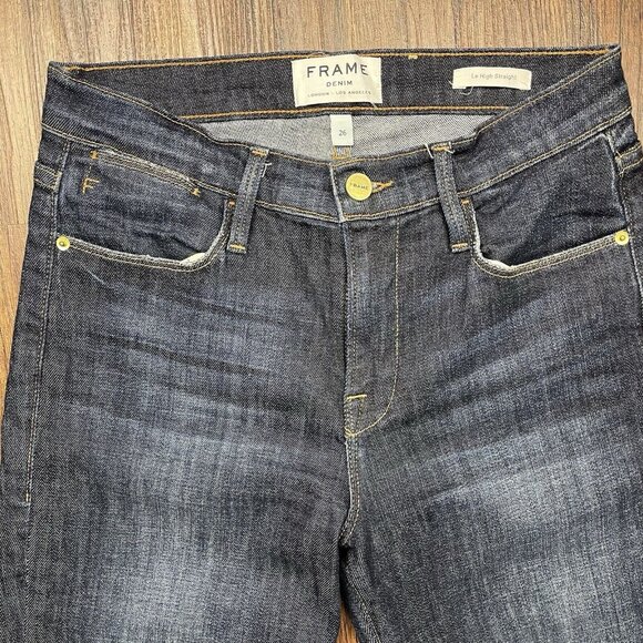 Frame Le High Straight Jeans Size 26  Dublin Mid Rise Stretch Dark Wash Blue - Picture 3 of 10
